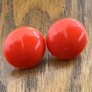 Vintage Dark orange Button screw Earrings